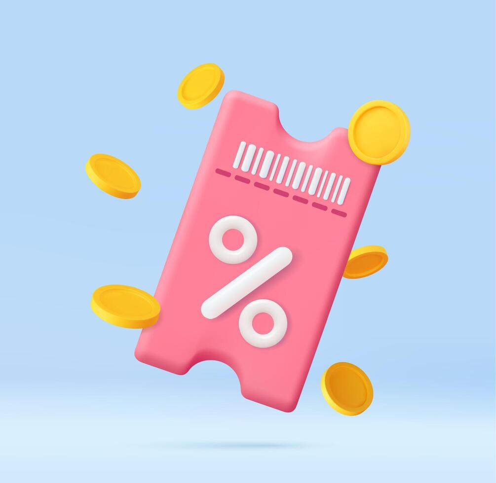 3d Voucher card cash back vector