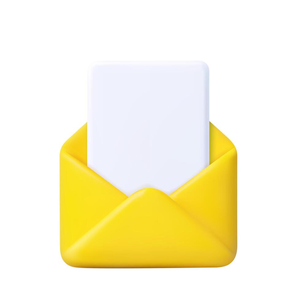3d Envelope with paper documents icon. vector