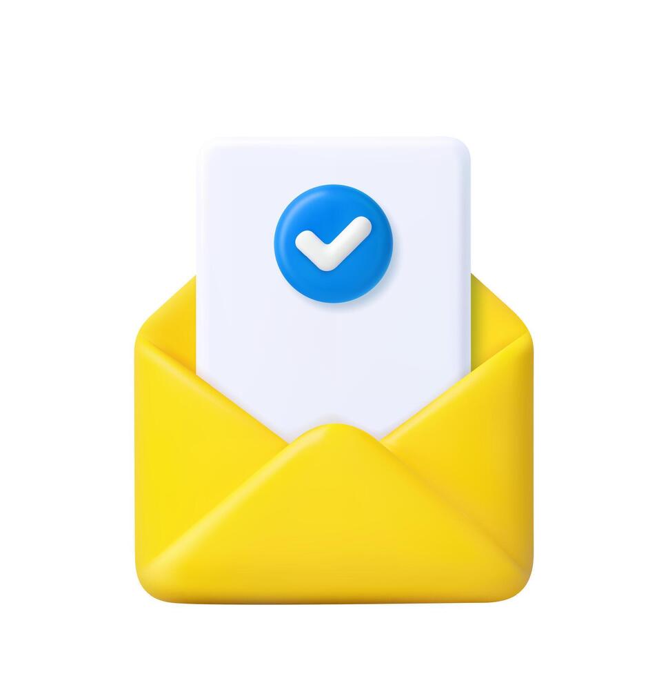3d Envelope with paper documents icon vector