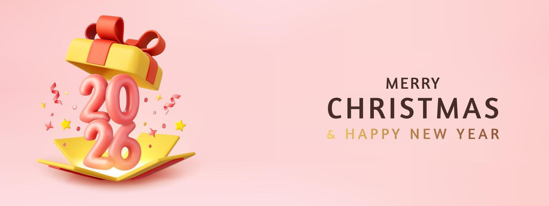 3d Cute Surprise open Gift Box With Falling Confetti vector
