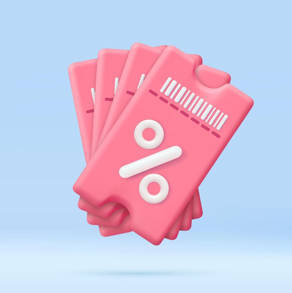 3d Voucher card template design on blue background vector