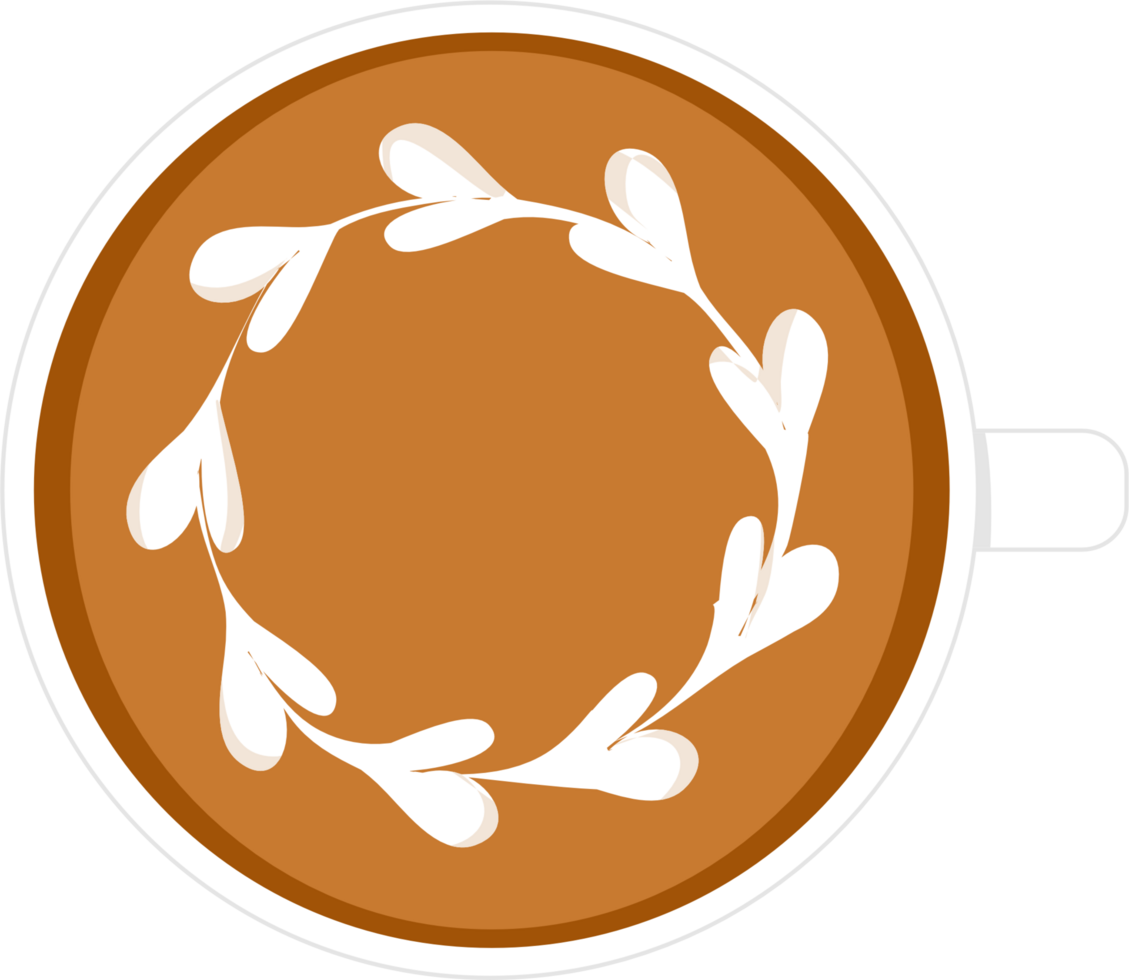 Coffee latte art with mini heart png