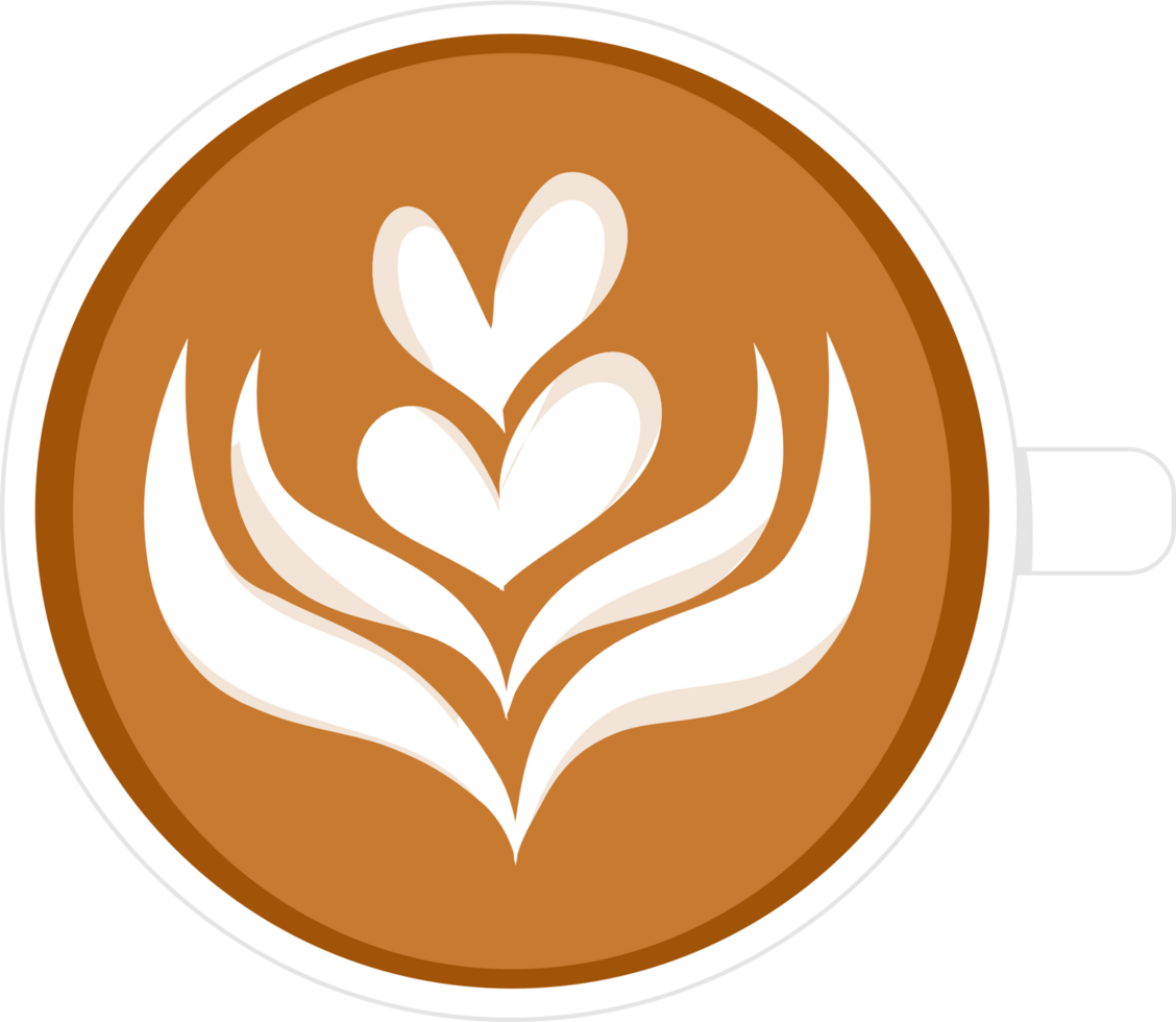 Coffee latte art with tulip shape illustration png