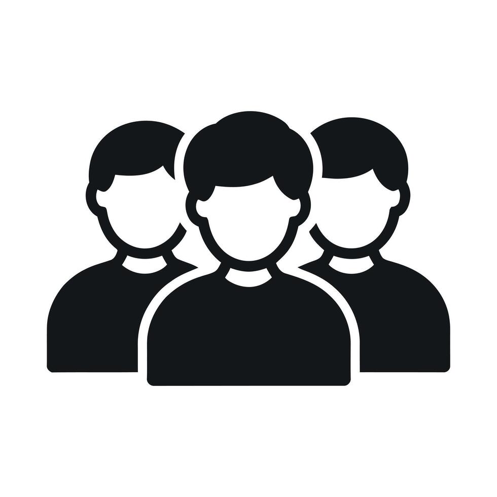 Three simple black and white people icons vector