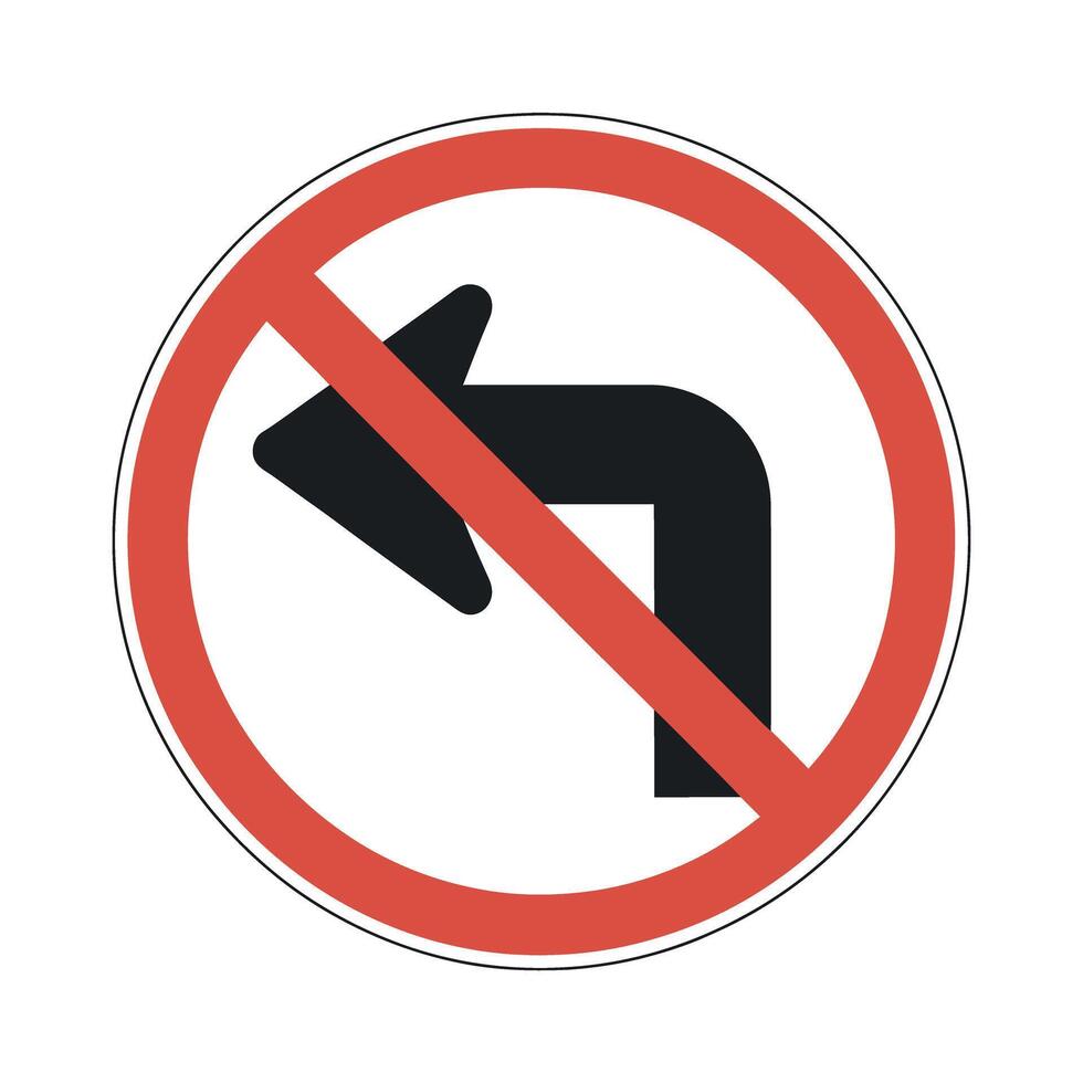 Prohibited Left Turn Sign vector