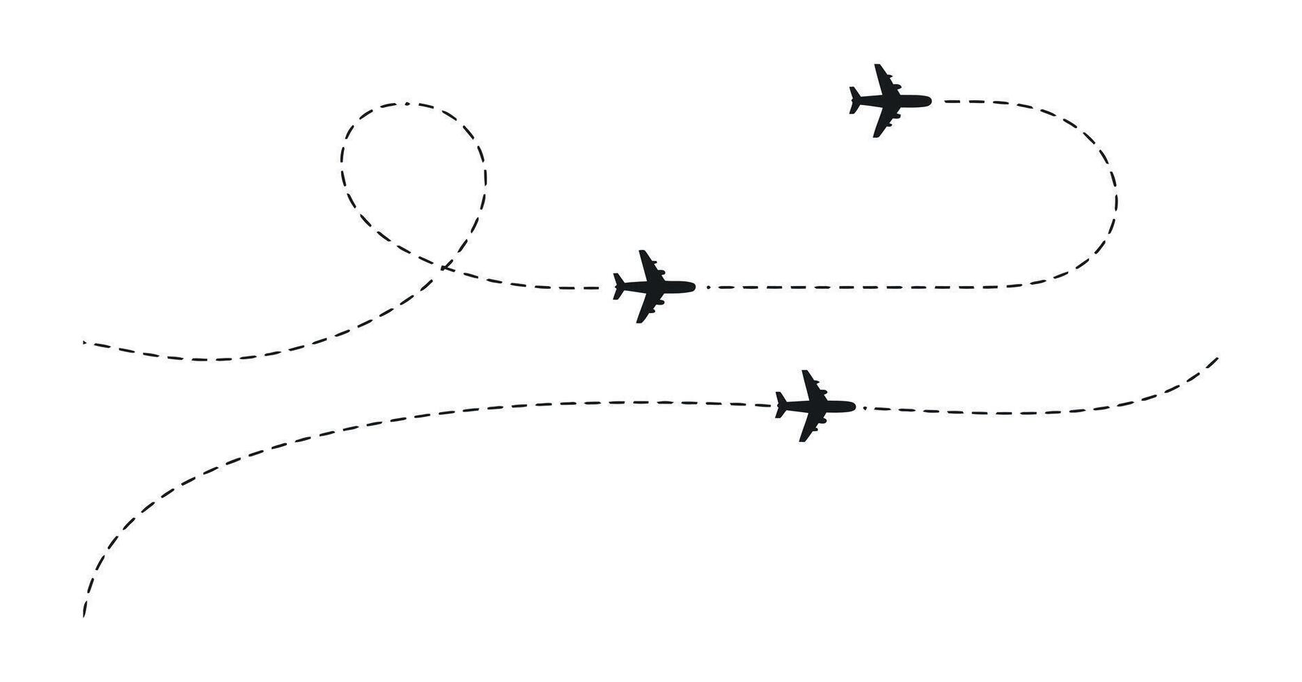 Airplane Flight Paths with Dashed Lines vector