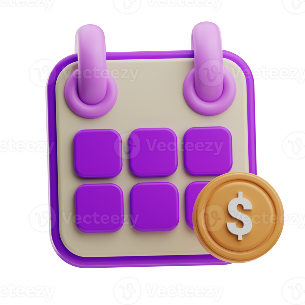 3D Illustration of Financial Calendar Widget png