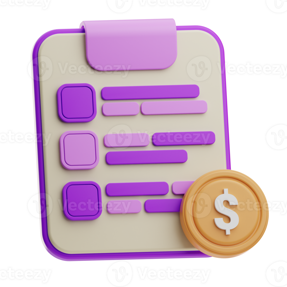 Clipboard with Financial Document and Coin png