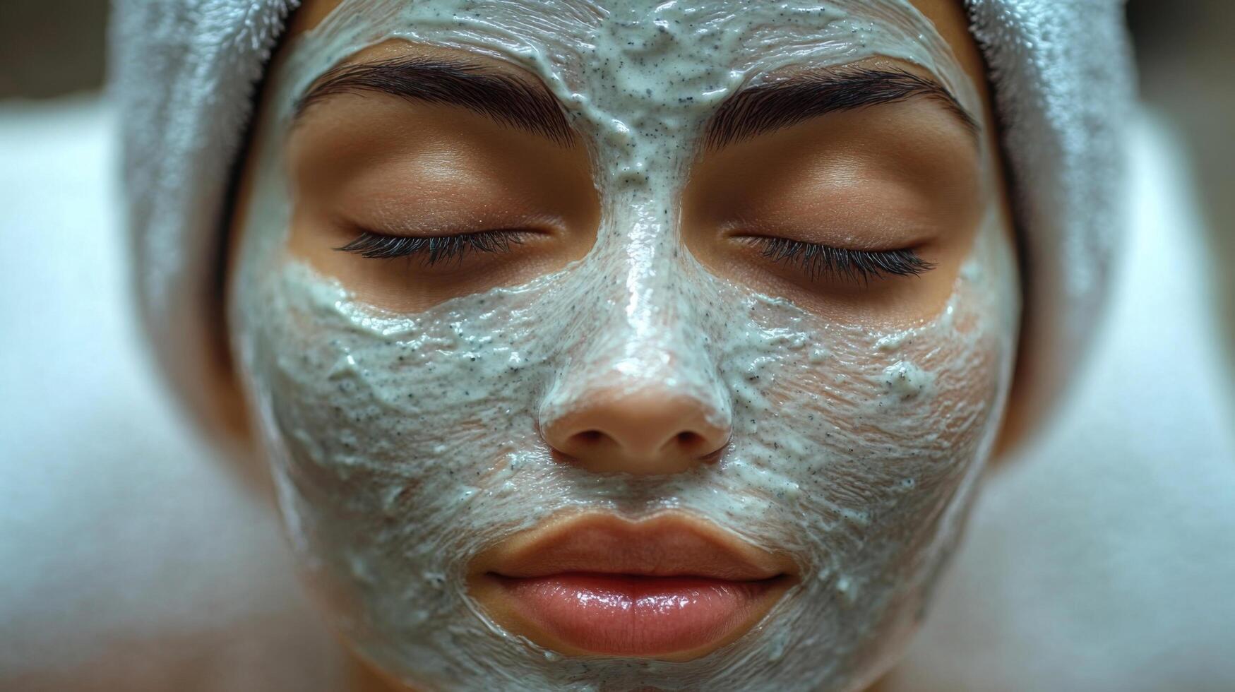 Relaxing facial mask application at a serene salon environment for skincare rejuvenation photo