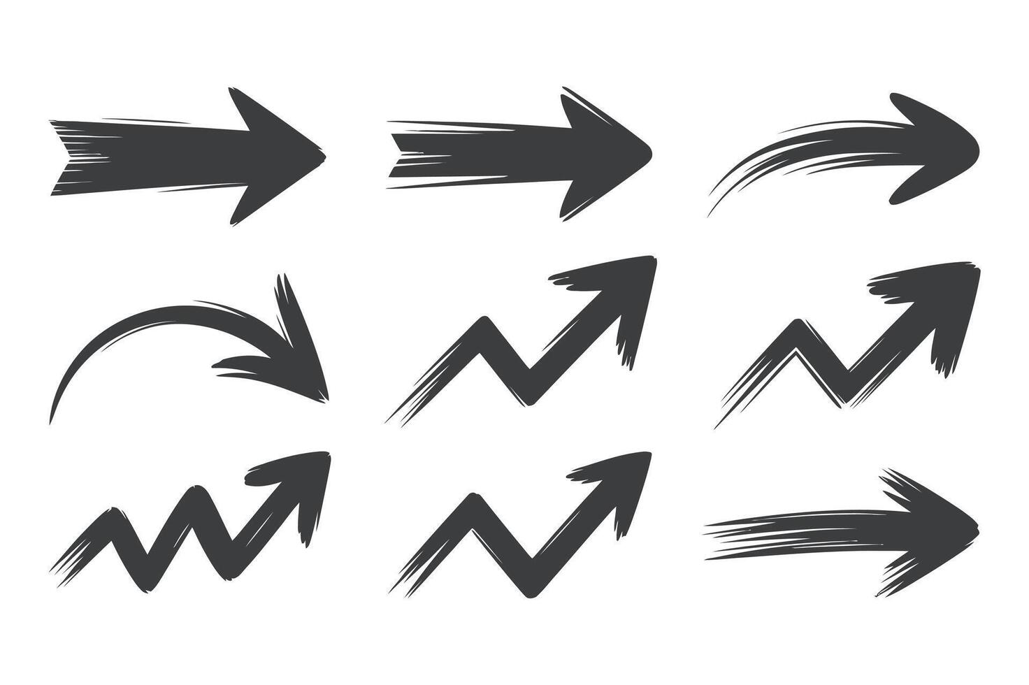 Set of Hand Drawn Arrow and Zigzag Icons vector