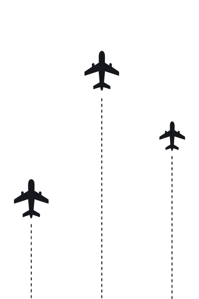Two airplanes flying in the sky with dotted flight paths vector