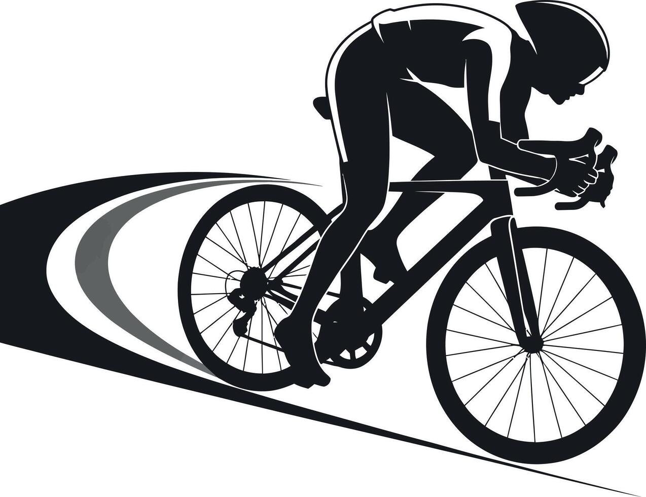 Silhouette of a Cyclist in a Racing Position on a Road Bike vector