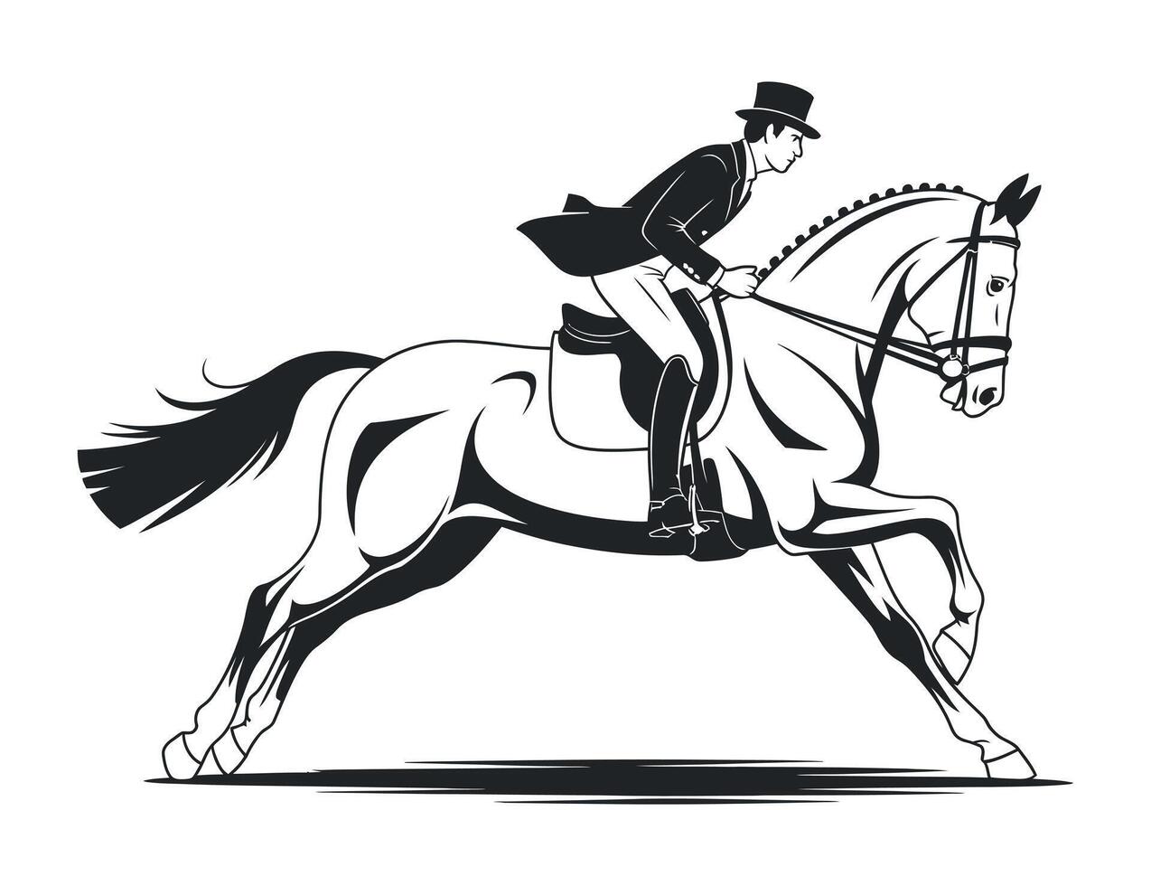 Elegant Equestrian Rider in Full Gallop Silhouette vector