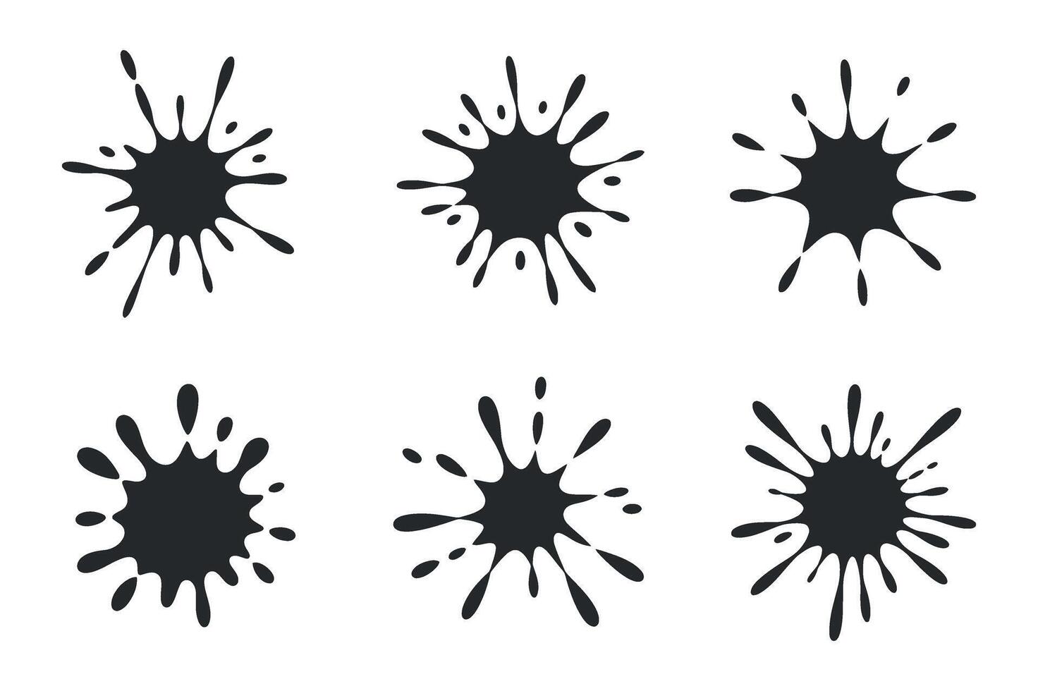Six Different Ink Blot Designs on White Background vector