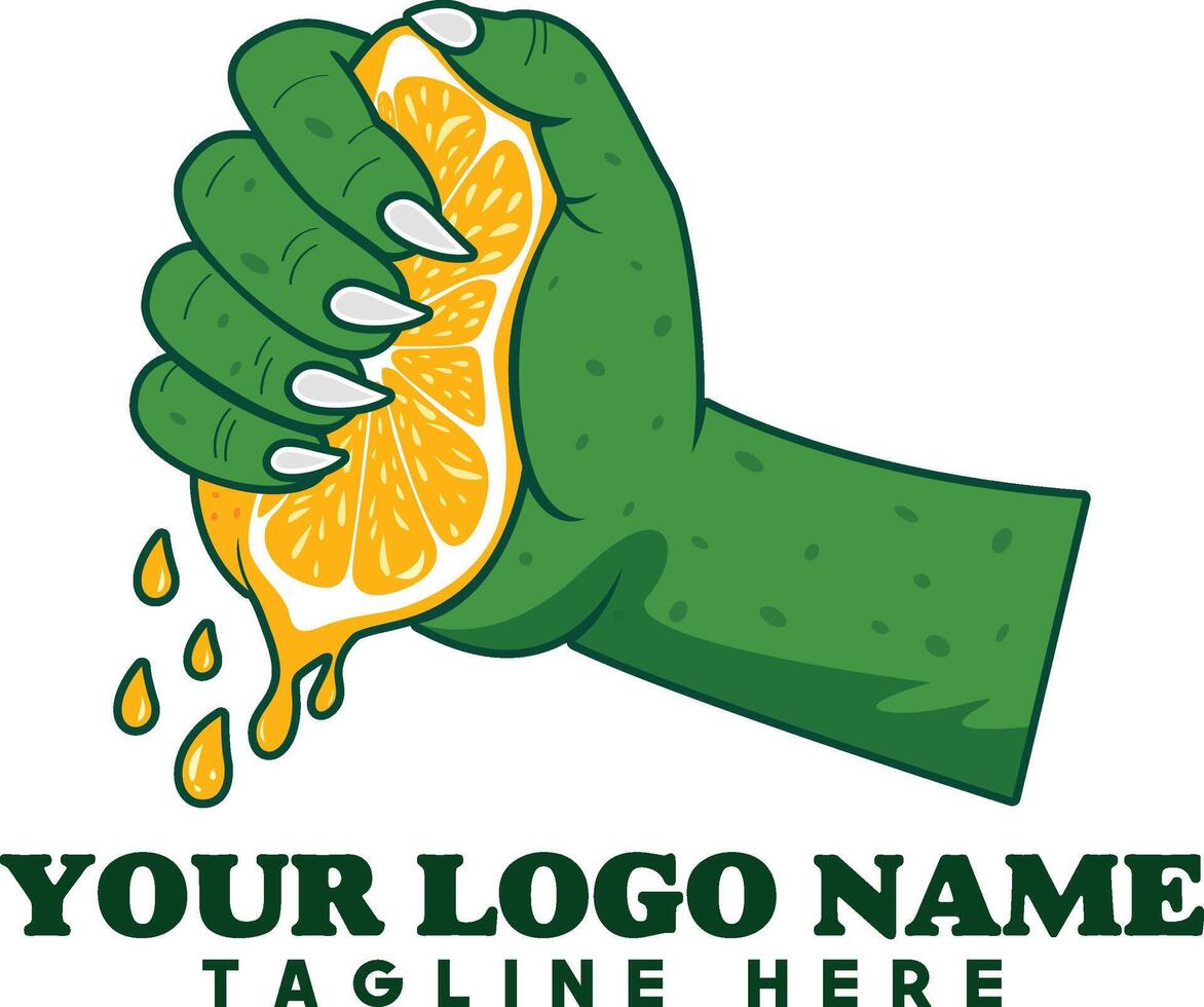 Hand squeezing a lemon, fresh juice concept. vector