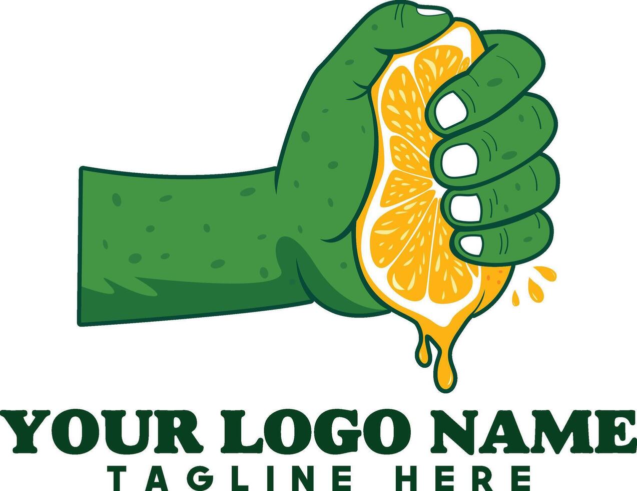 Hand Squeezing a Lemon with Juice Logo vector
