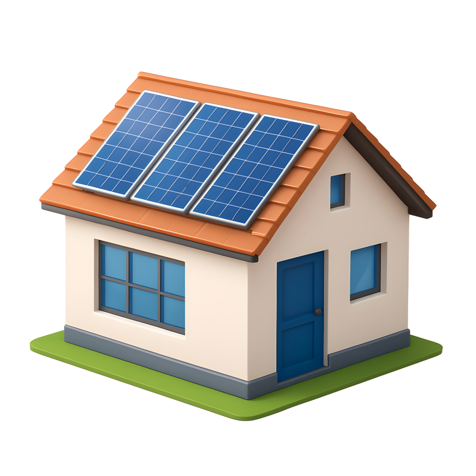 Modern House with Solar Panels png