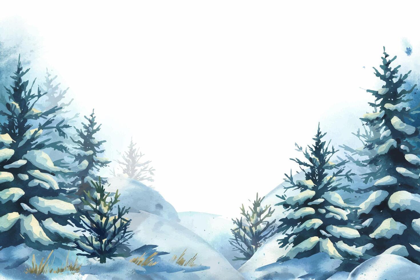 winter landscape with evergreen trees vector