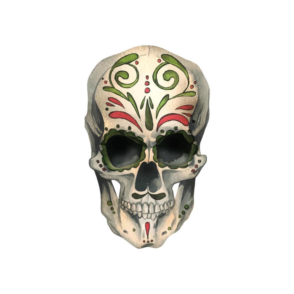 Colorful skull with intricate designs vector