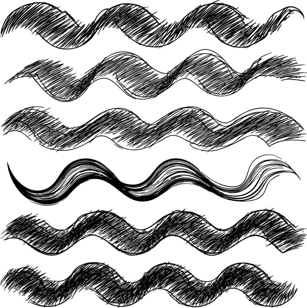 Abstract background texture of wavy strokes. Hand-drawn sketchy lines form energetic patterns, adding movement and rhythm to modern and artistic graphic designs. vector