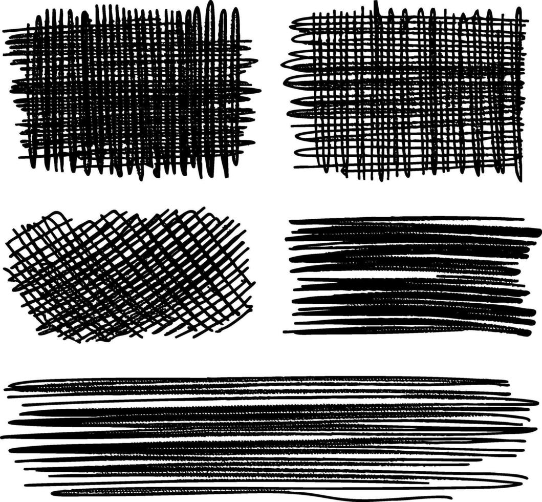 A set of hand-drawn brush strokes. Features bold grunge lines, dry brush textures, and expressive marks for banners, underlines, and overlays in creative compositions. vector