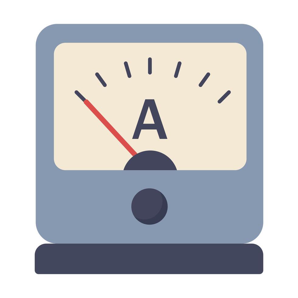 Ammeter analog current gauge icon. Electrical measurement device illustration. Ampere meter for electricity testing. vector