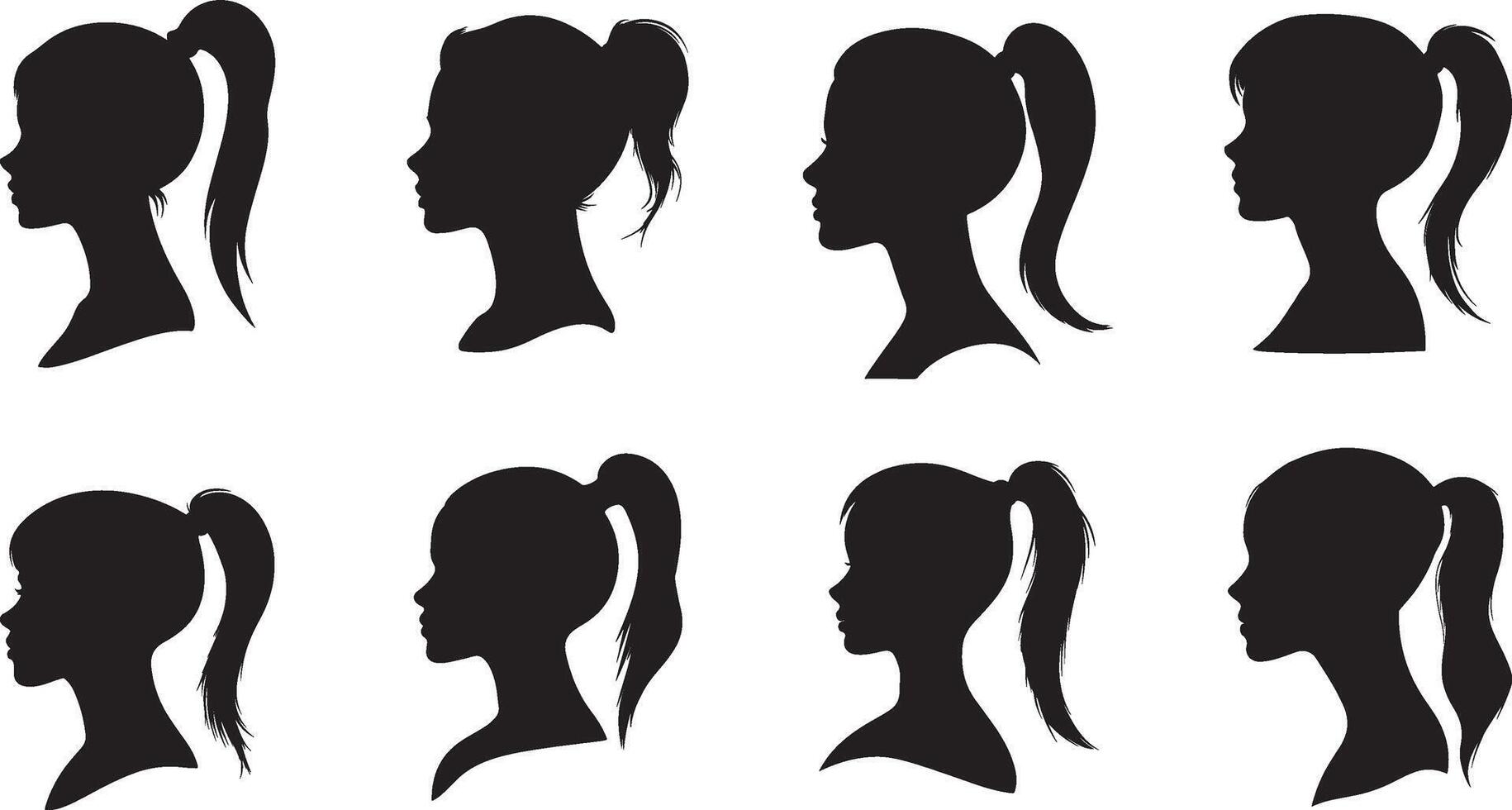 Silhouettes of Women with Ponytails vector