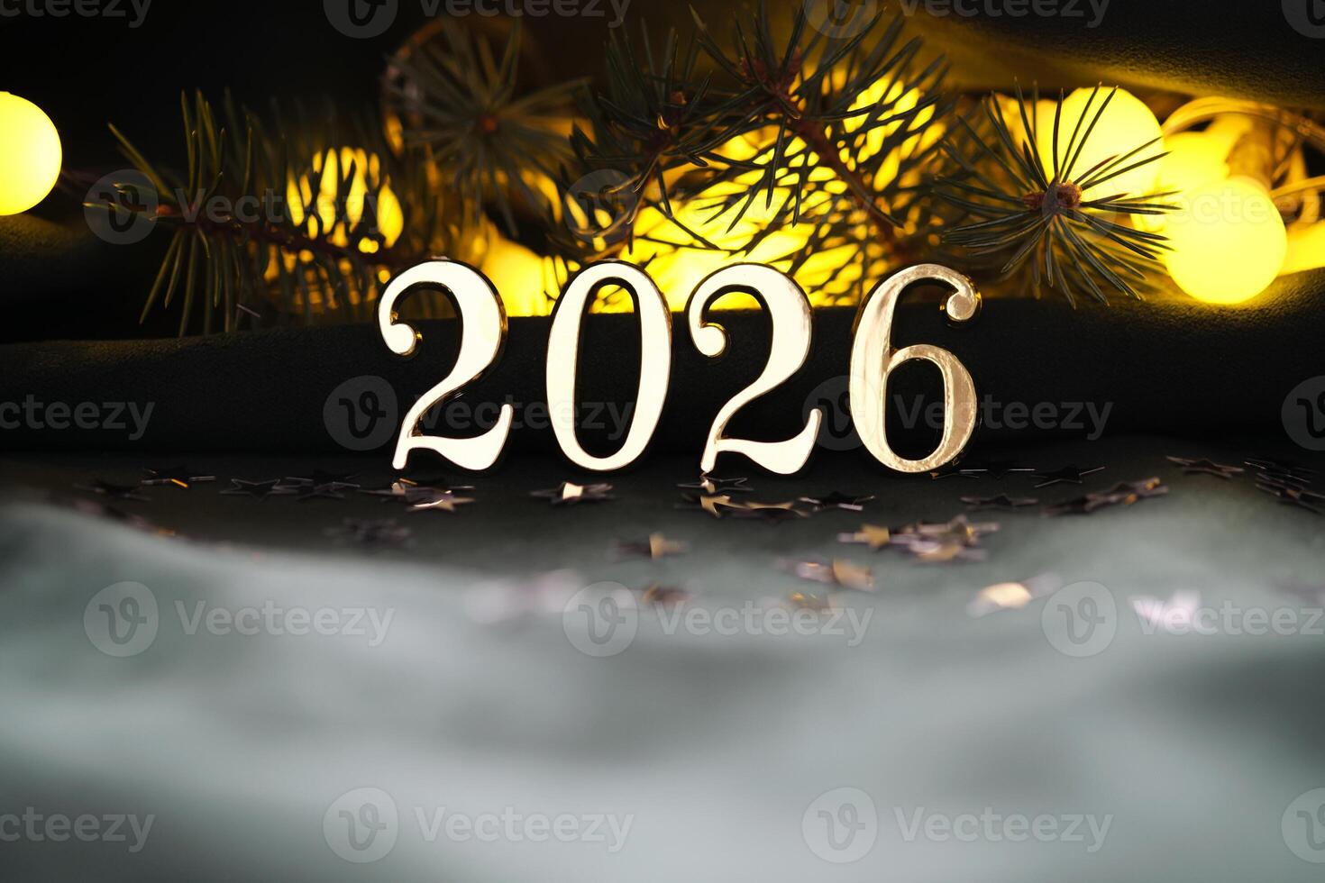 New Year's holiday background with bokeh with the number of the year 2026. photo