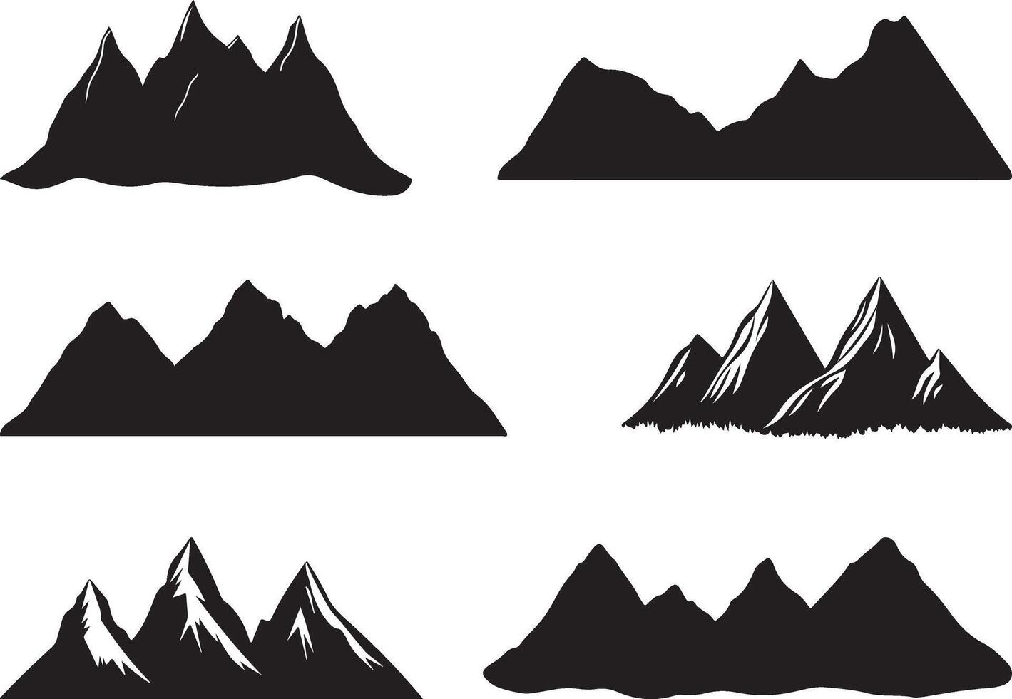 Six Silhouettes of Majestic Mountains vector