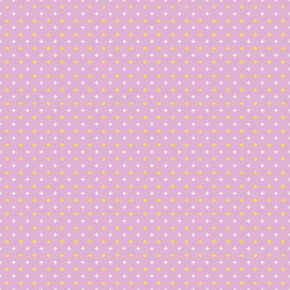 Seamless Pink Pastel Geometric Pattern with Small Crosses and Stars - Cute Minimal Background vector