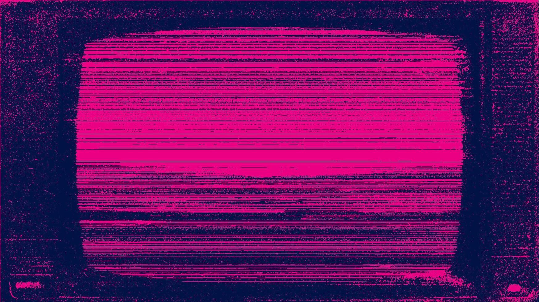 VHS static texture with grain, noise, and glitch distortion. Abstract retro monochrome pink and black grunge background illustration. vector
