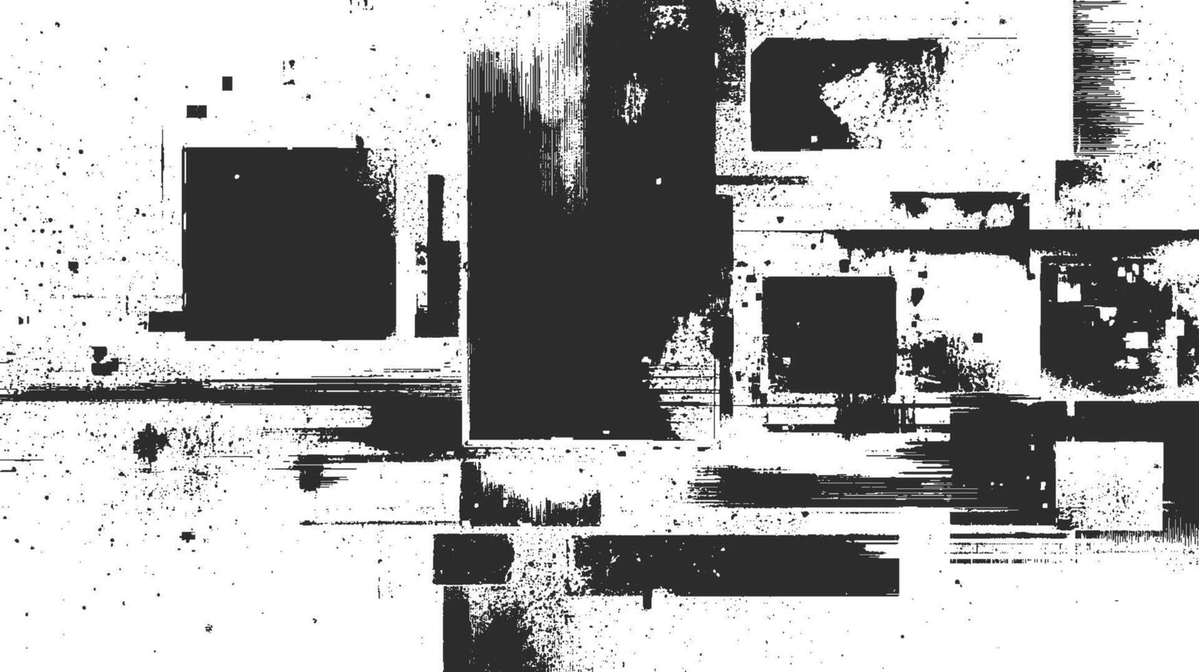 Abstract glitch art features blurred monochrome shapes and rough geometric patterns. Modern noise and distortion in a grunge style illustration. vector