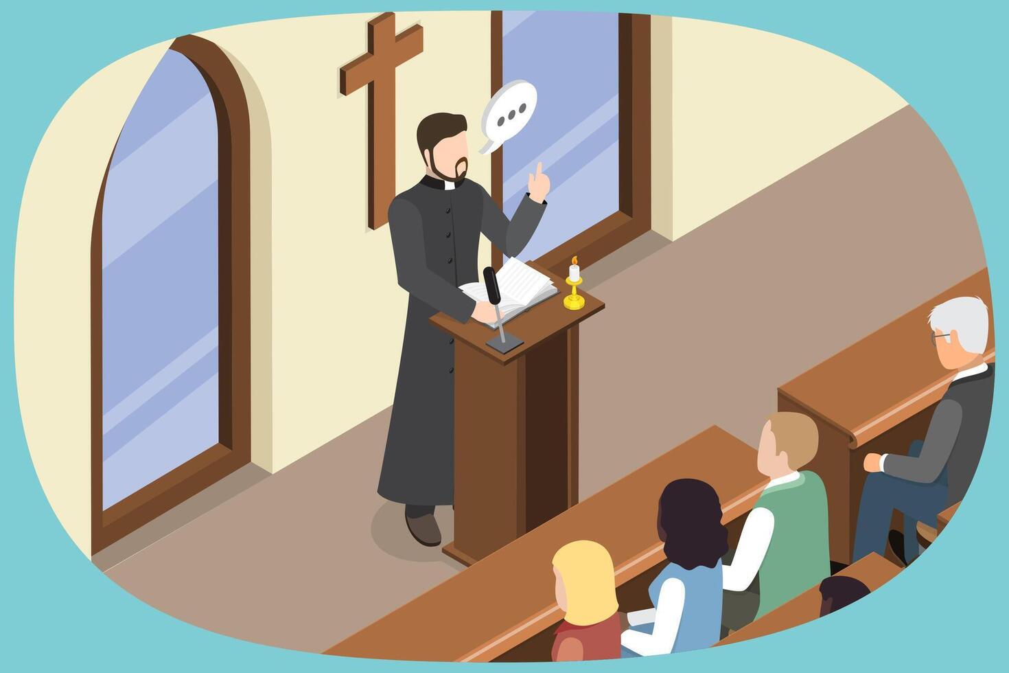 Clergy member speaking in a church vector