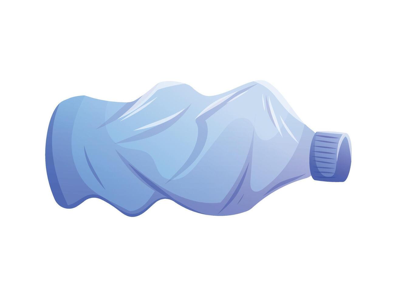 Crushed plastic bottle, colorful cartoon isolated of waste object. Perfect for recycling, pollution, eco-friendly, zero waste, or environmental awareness design projects. vector