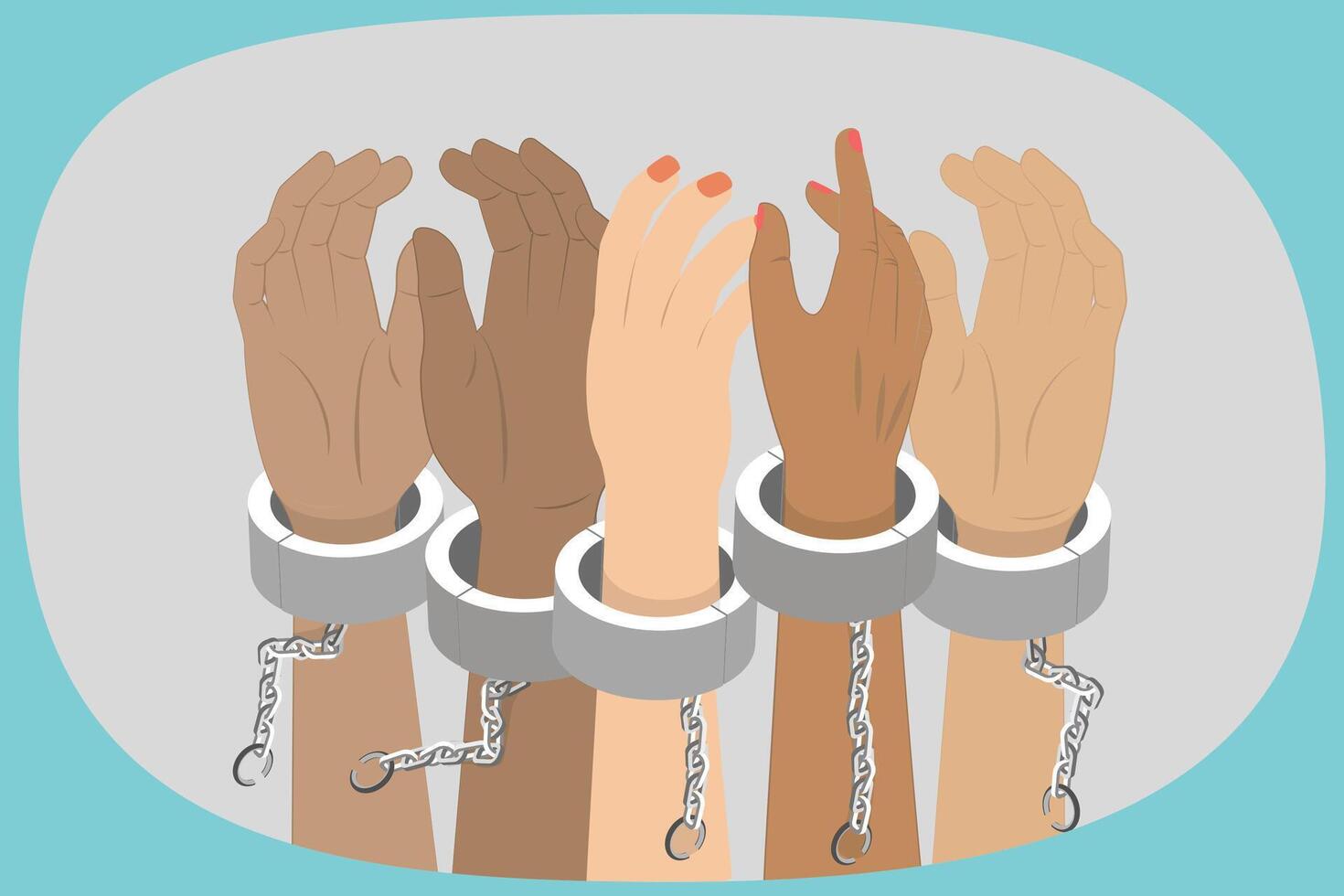 3D Isometric Flat Illustration of Freedom From Slavery, Breaking Chain Shackle vector