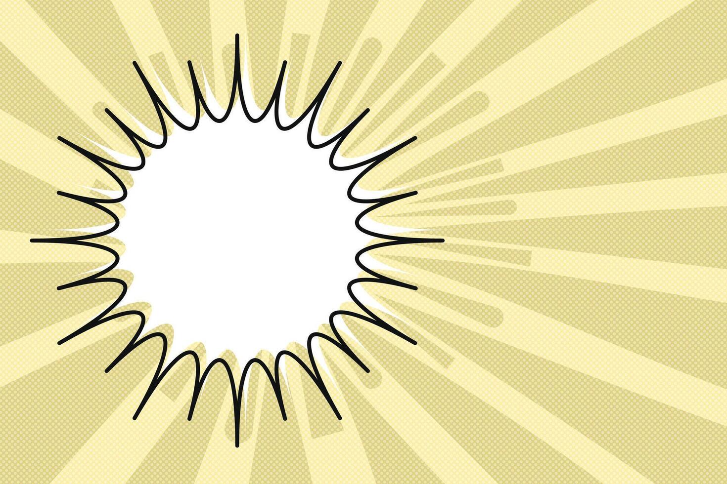 Cartoon starburst background sun burst, and halftone yellow background for text. vector