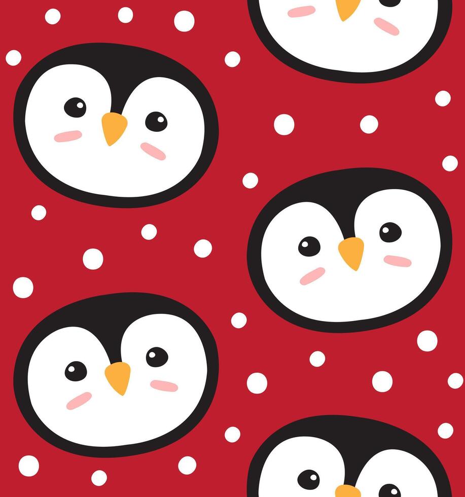 Seamless pattern of hand drawn flat baby penguin isolated on background vector
