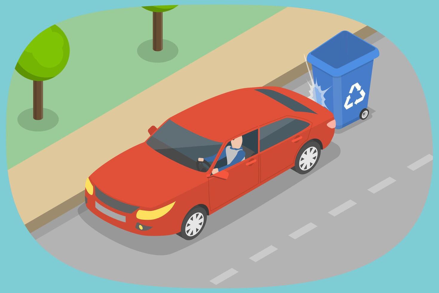 3D Isometric Flat Illustration of Car Driving Tips , Rules For Driving and Parking Outdoors vector