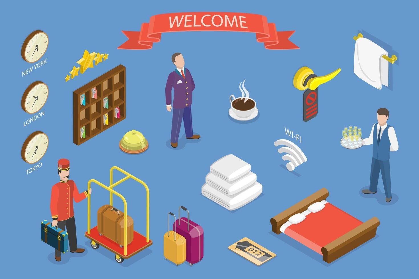 Hotel welcome services illustration vector