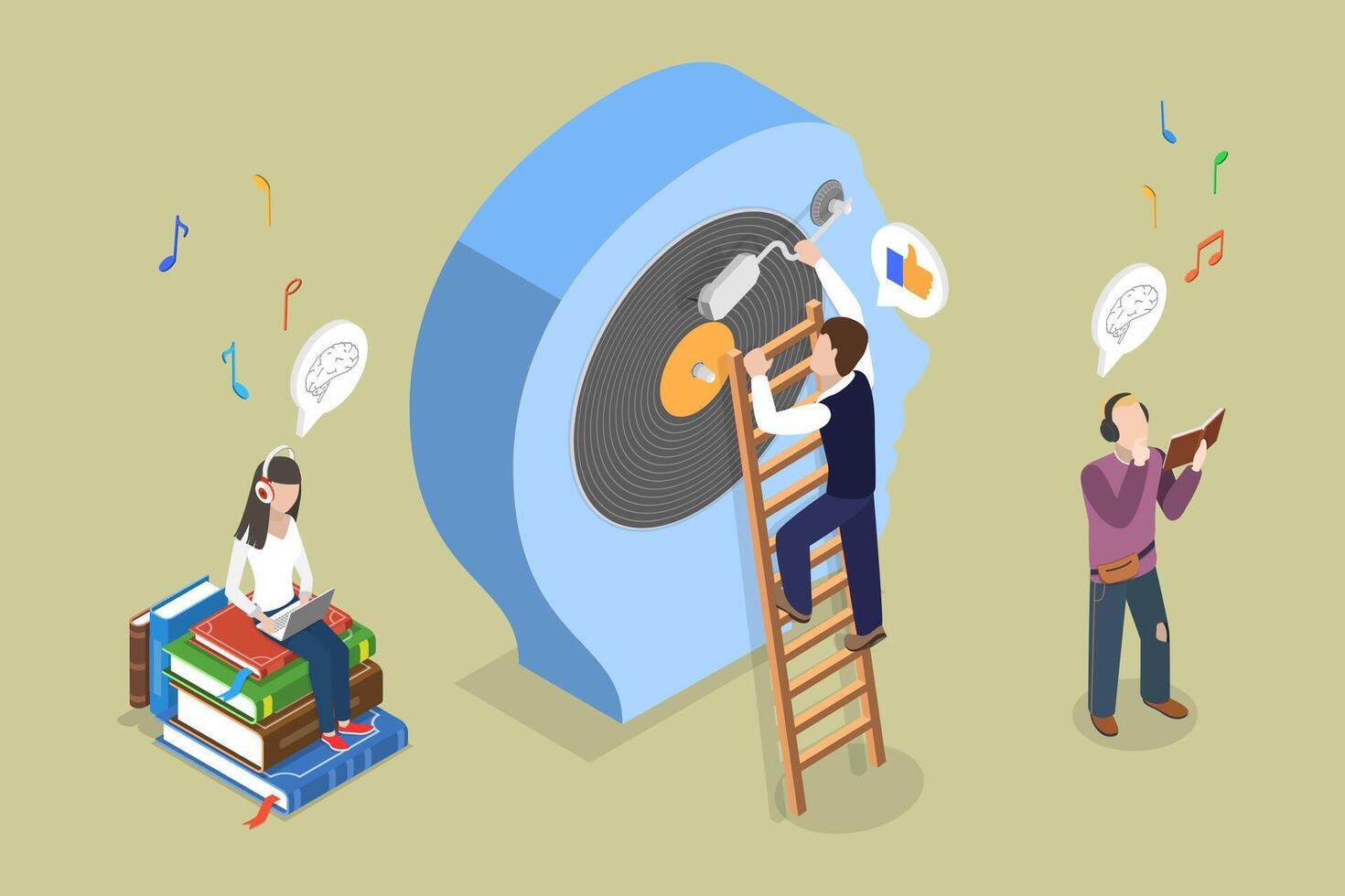 Individuals learning through music and creativity vector