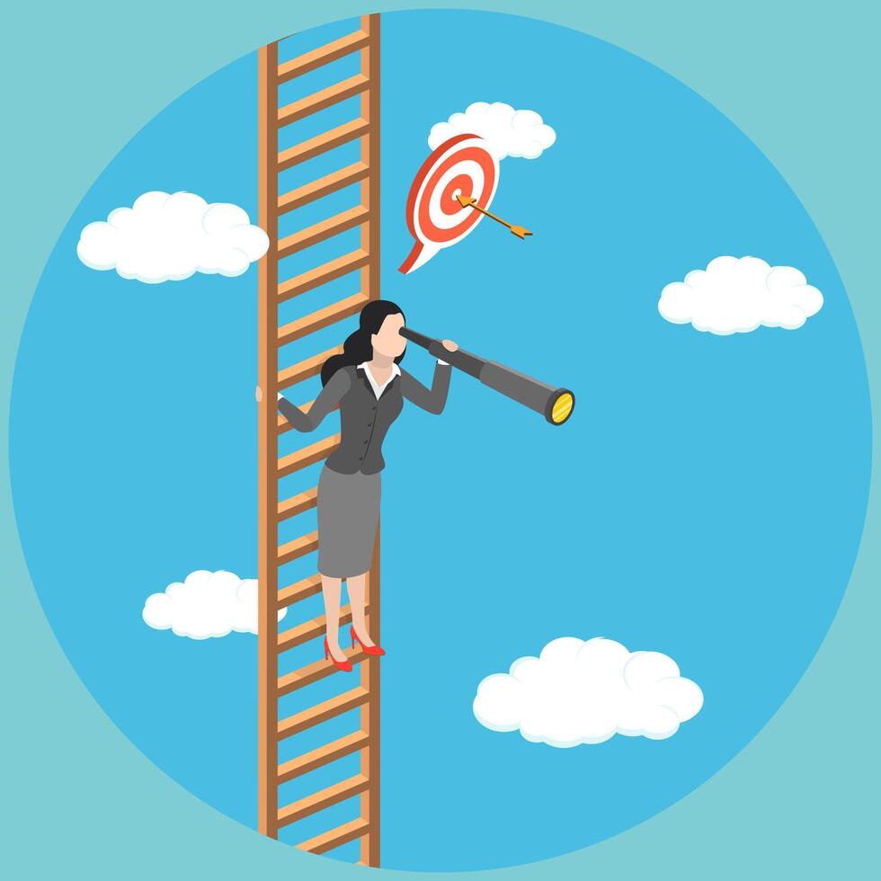 3D Isometric Flat Illustration of Career Opportunity, Seeking Career Growth vector