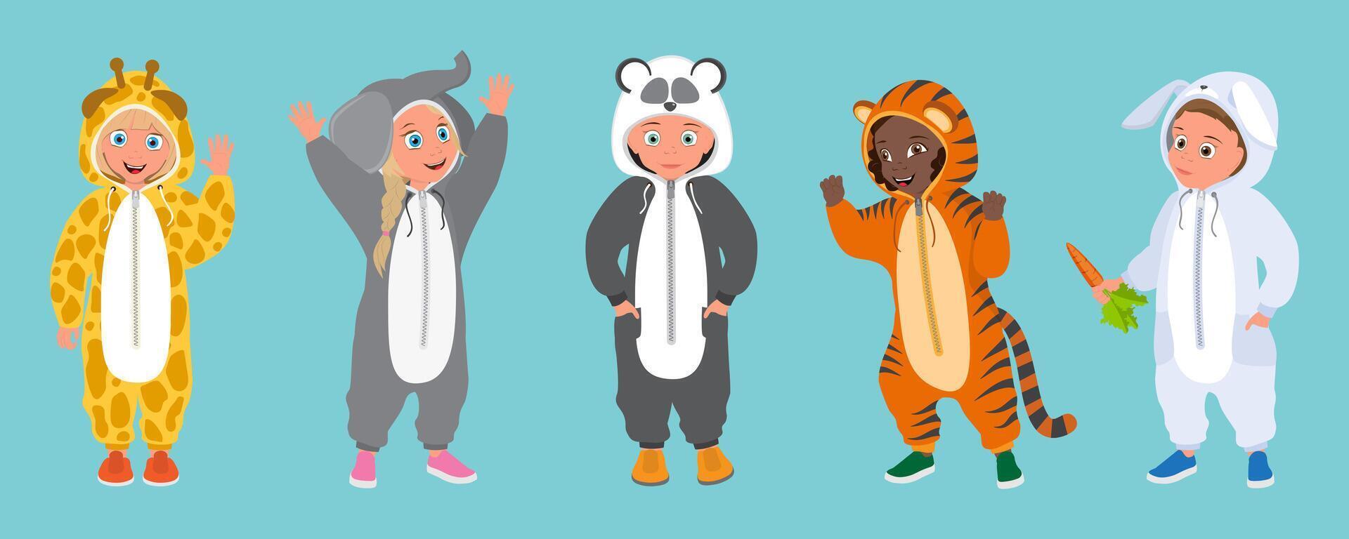 3D Isometric Flat Illustration of cute Pajamas For Kids, Childrens Animal-themed Outfit for Dress-Up and Costume Play vector