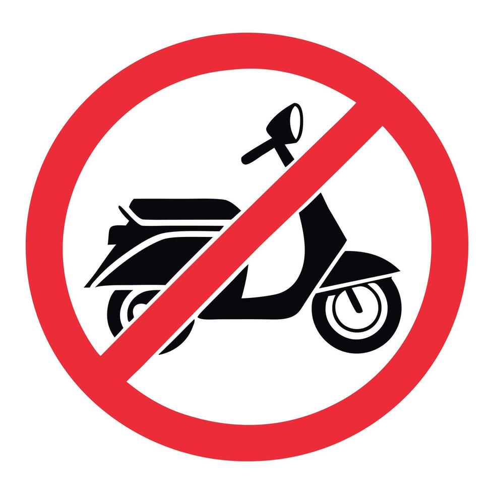 No scooter prohibition symbol red circle sign vector
