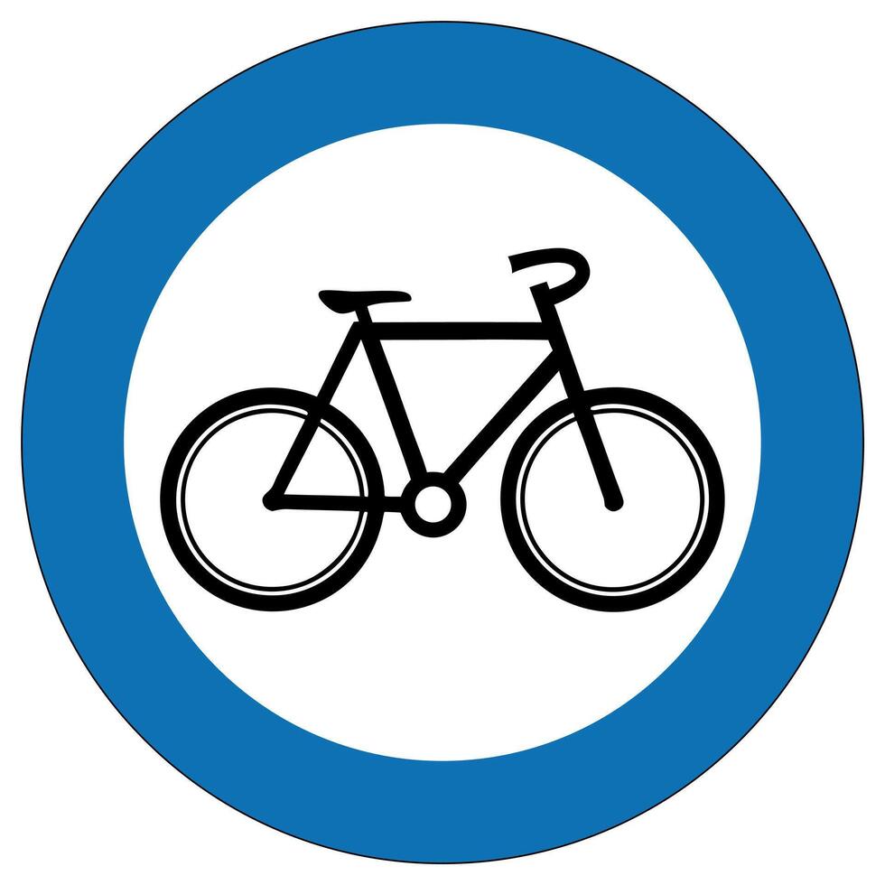 Bicycle symbol blue circle sign cycling transport vector
