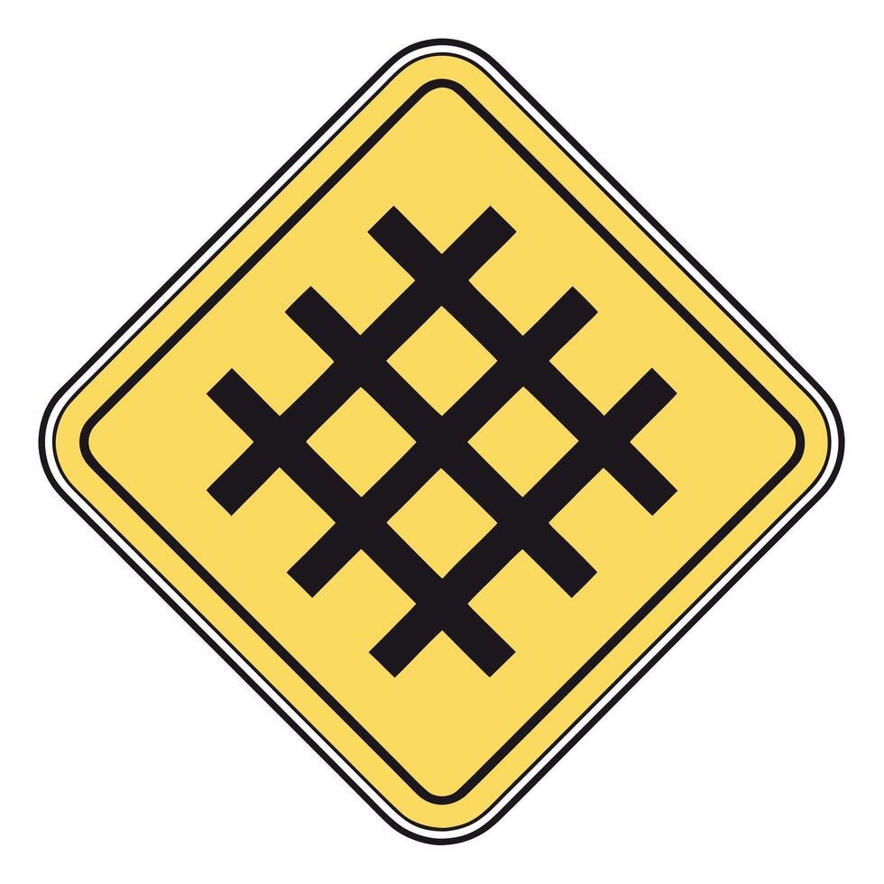 Yellow diamond grid warning sign black vector