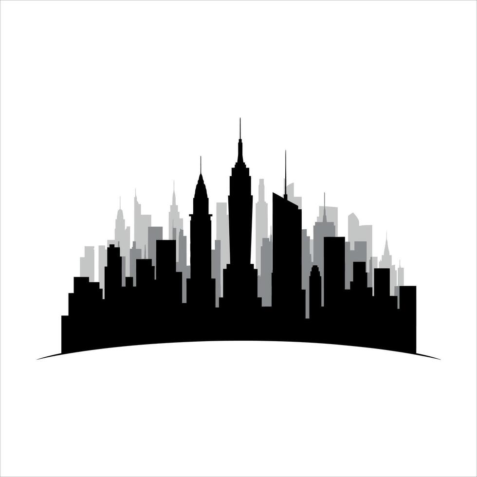 Cityscape silhouette of tall buildings skyscrapers vector