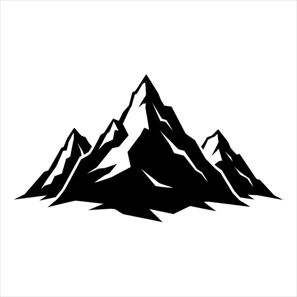 Jagged mountain peaks black silhouette mountains white vector
