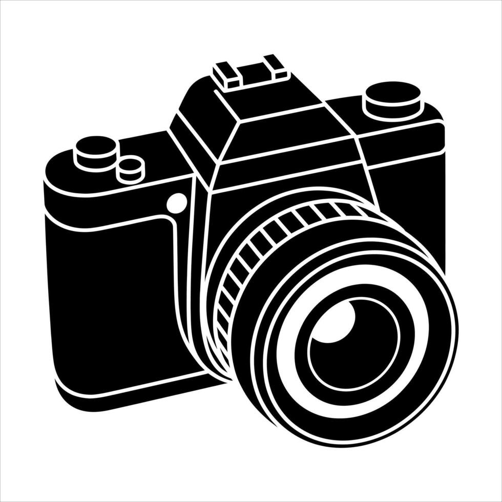Black camera lens and body photography vector