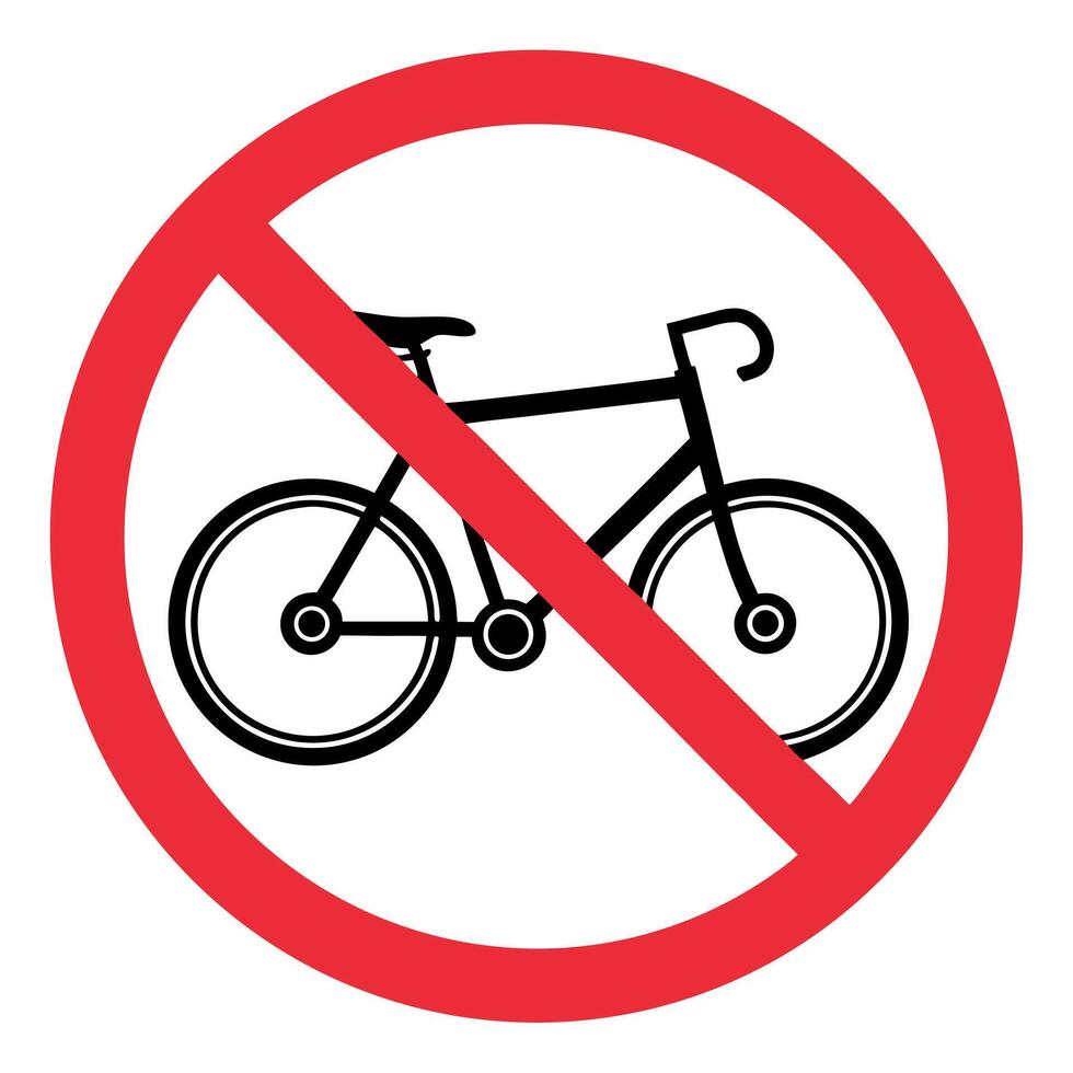No bicycles allowed prohibition sign red circle no cycling vector