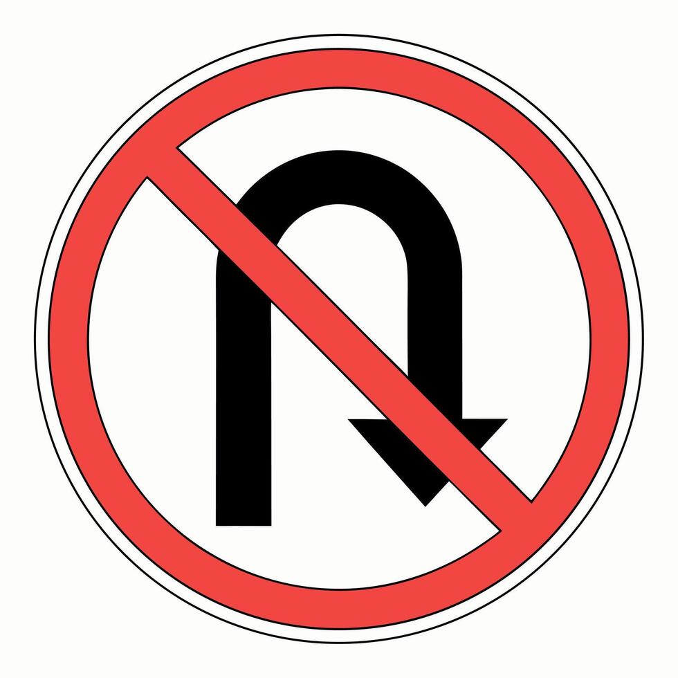 No U Turn Road Sign traffic sign prohibition vector